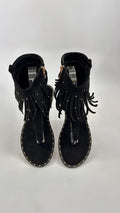 SANDALO BOHO FRANGE TOE NERO GOLD