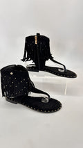 SANDALO BOHO FRANGE TOE NERO GOLD