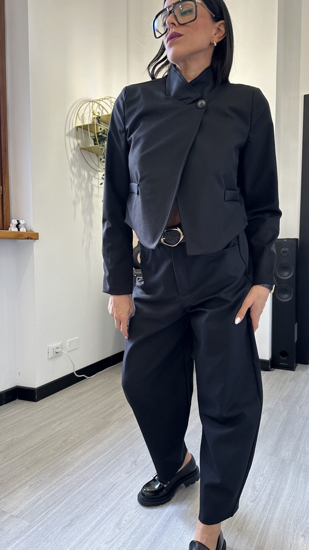 COORDINATO GIACCA E PANTALONE BALLOON NERO