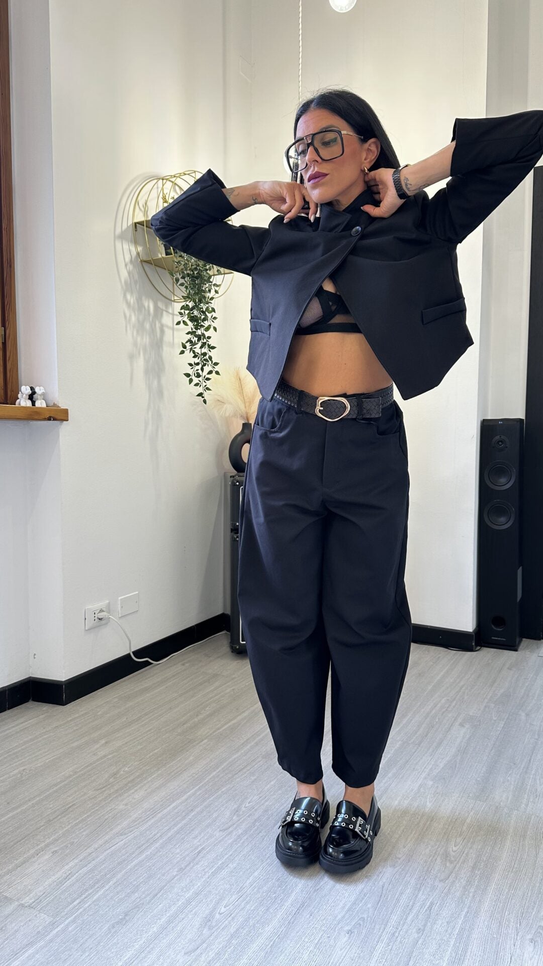 COORDINATO GIACCA E PANTALONE BALLOON NERO