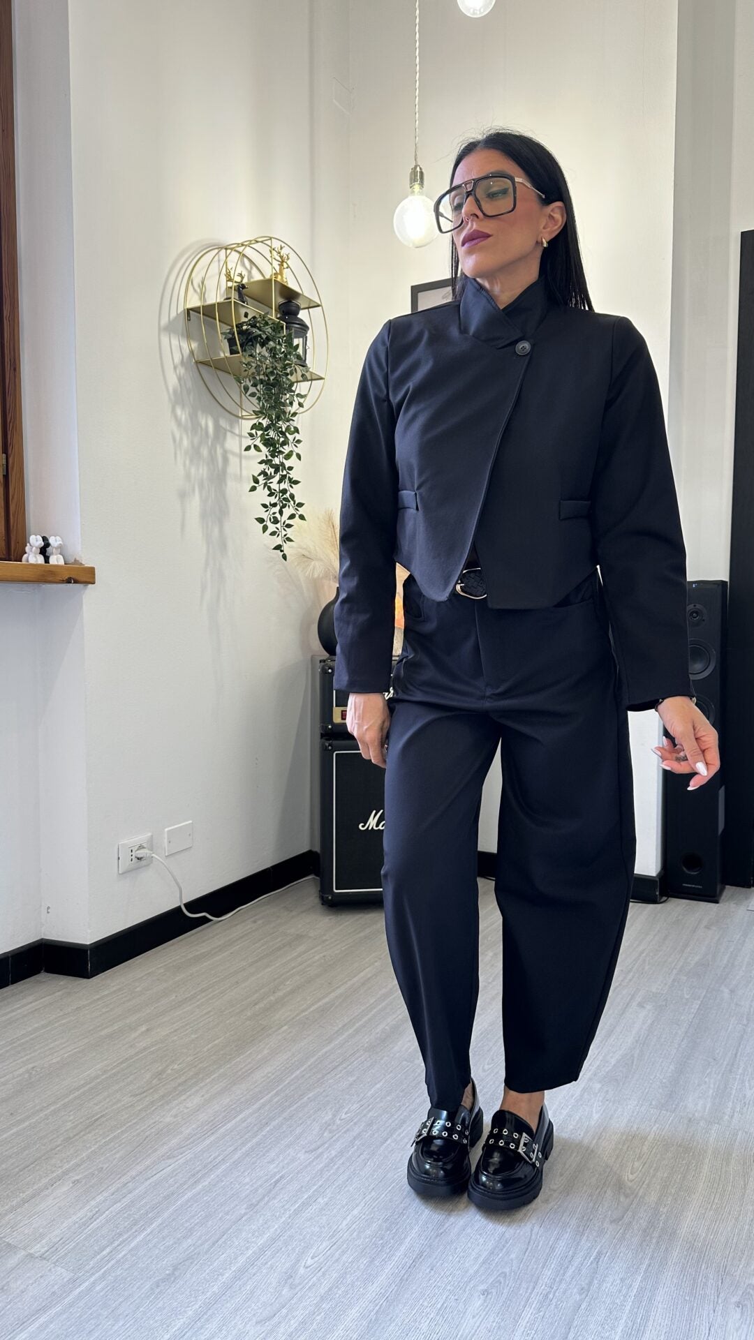 COORDINATO GIACCA E PANTALONE BALLOON NERO