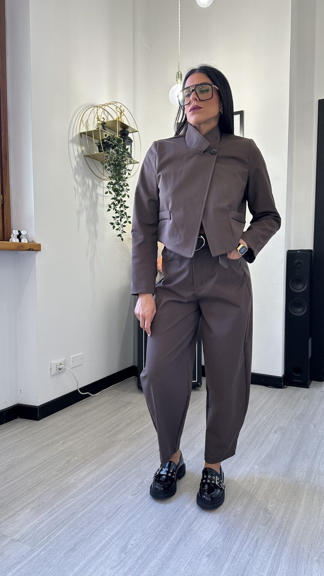COORDINATO GIACCA E PANTALONE BALLOON MARRONE