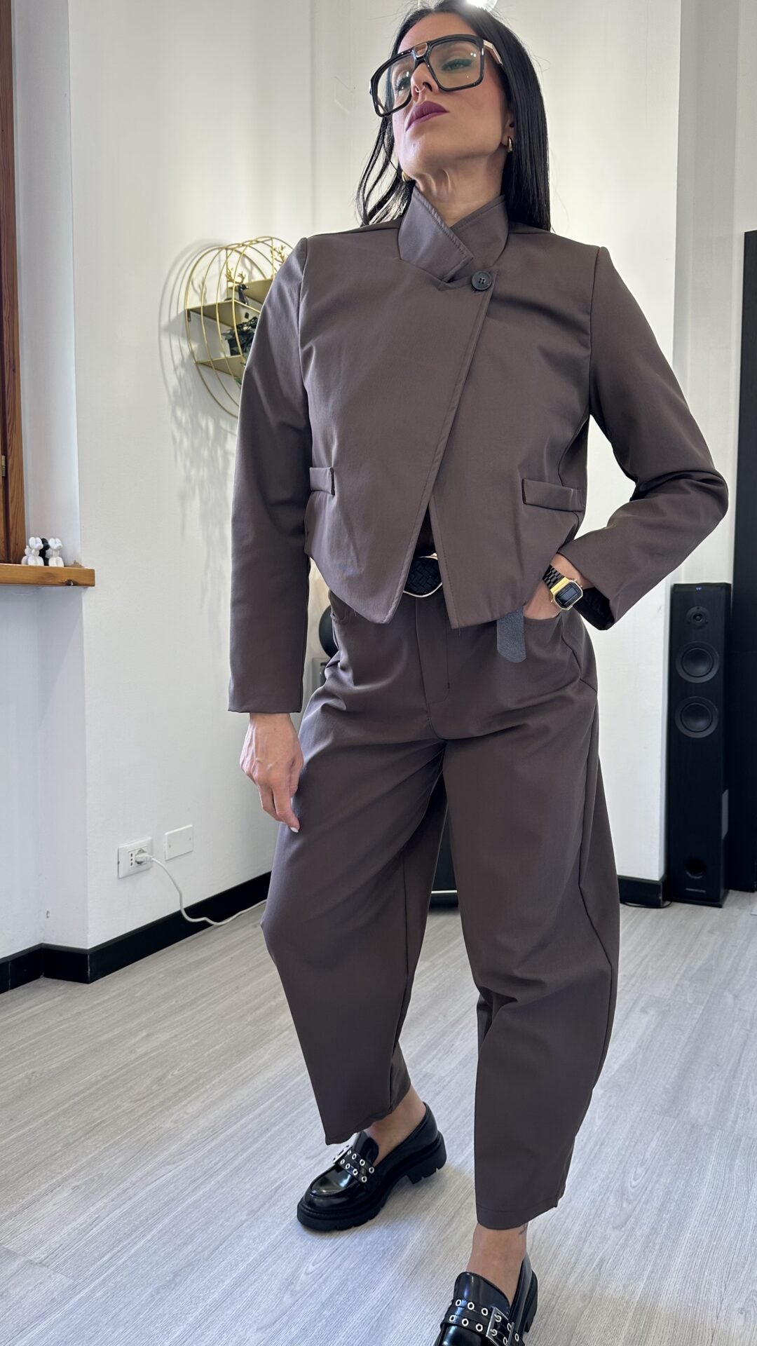 COORDINATO GIACCA E PANTALONE BALLOON MARRONE
