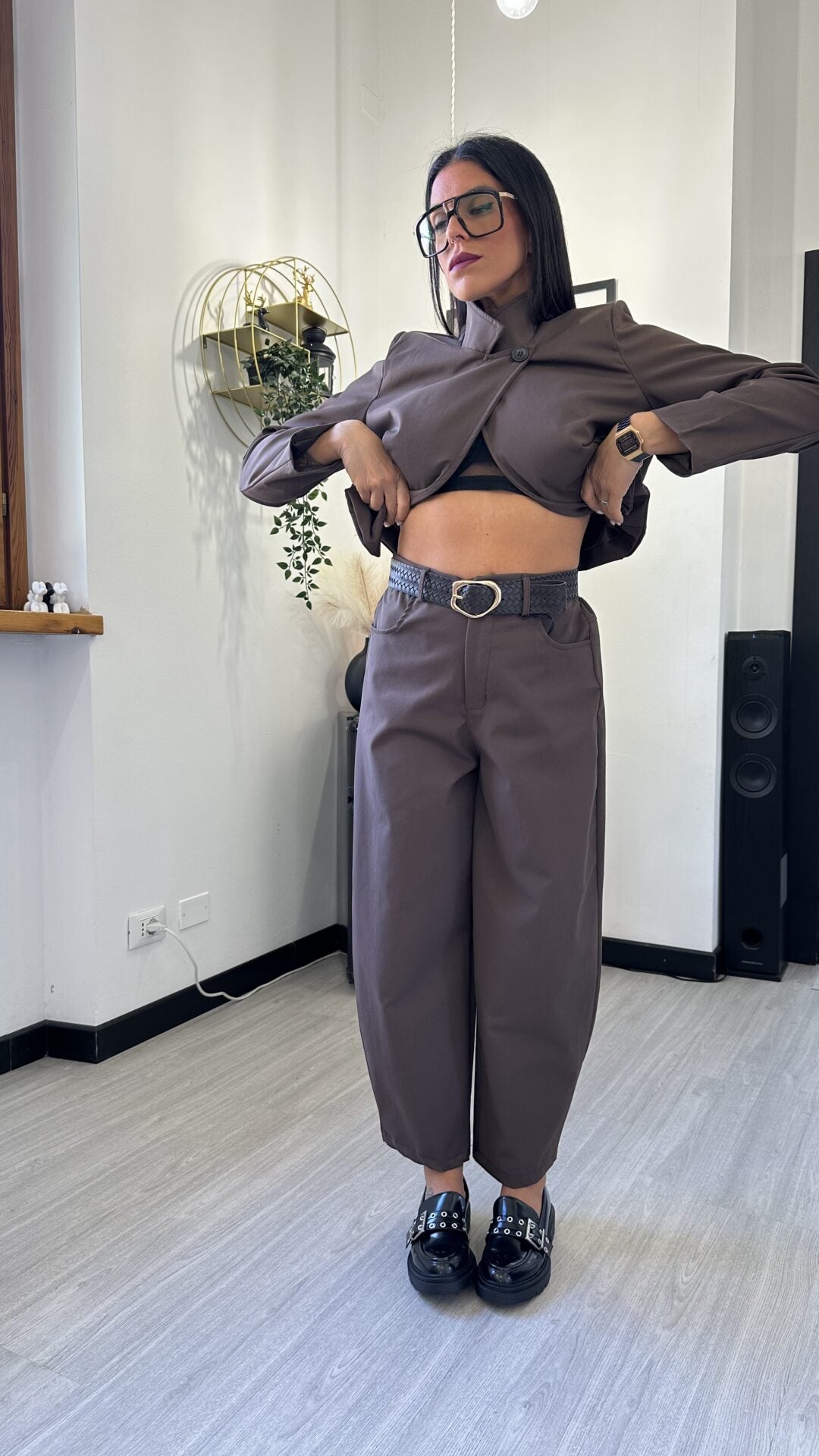 COORDINATO GIACCA E PANTALONE BALLOON MARRONE