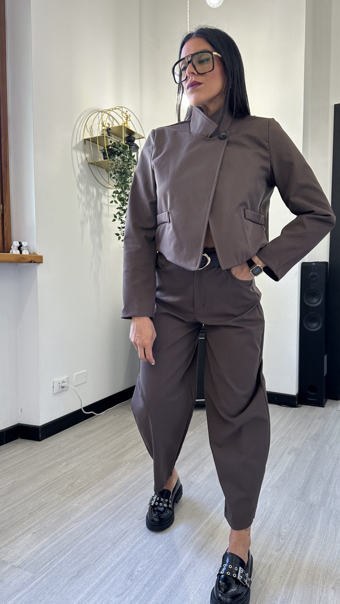 COORDINATO GIACCA E PANTALONE BALLOON MARRONE