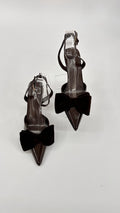 TACCHI LUCIDI CON FIOCCO BROWN