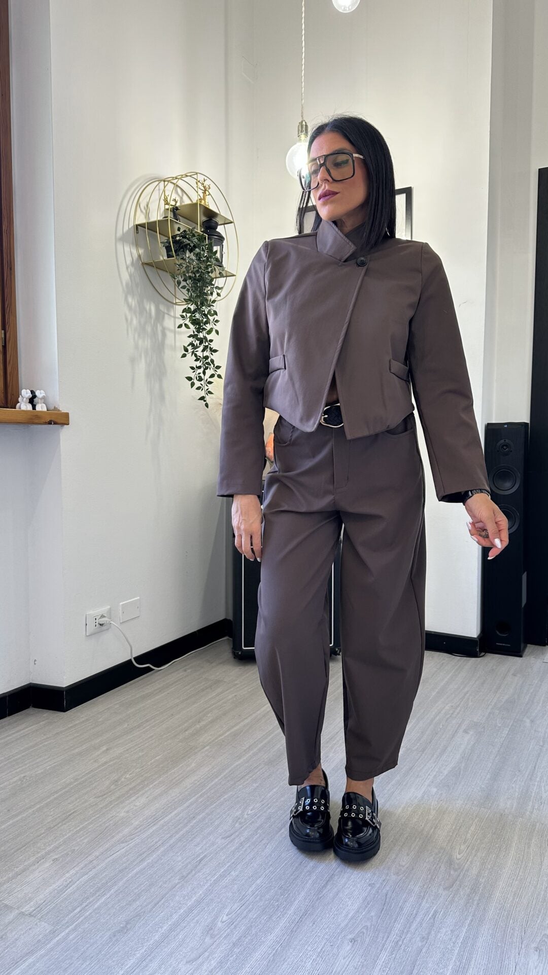 COORDINATO GIACCA E PANTALONE BALLOON MARRONE