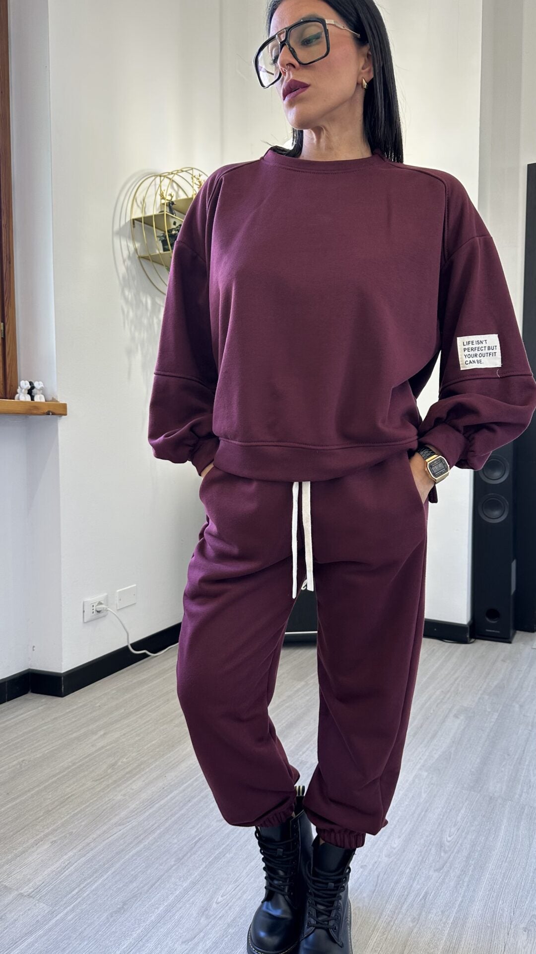 COORDINATO TUTA LIFE ISN’T PERFECT BORDEAUX