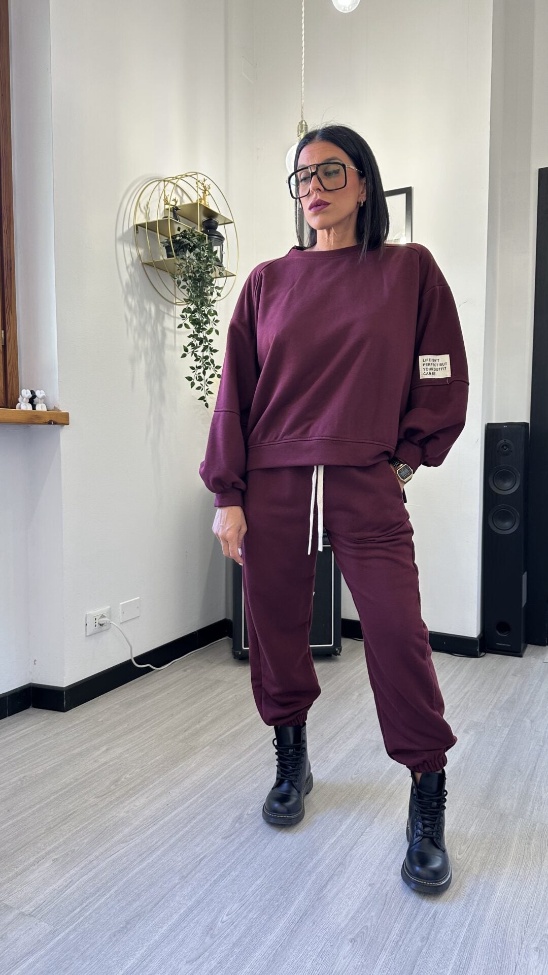 COORDINATO TUTA LIFE ISN’T PERFECT BORDEAUX