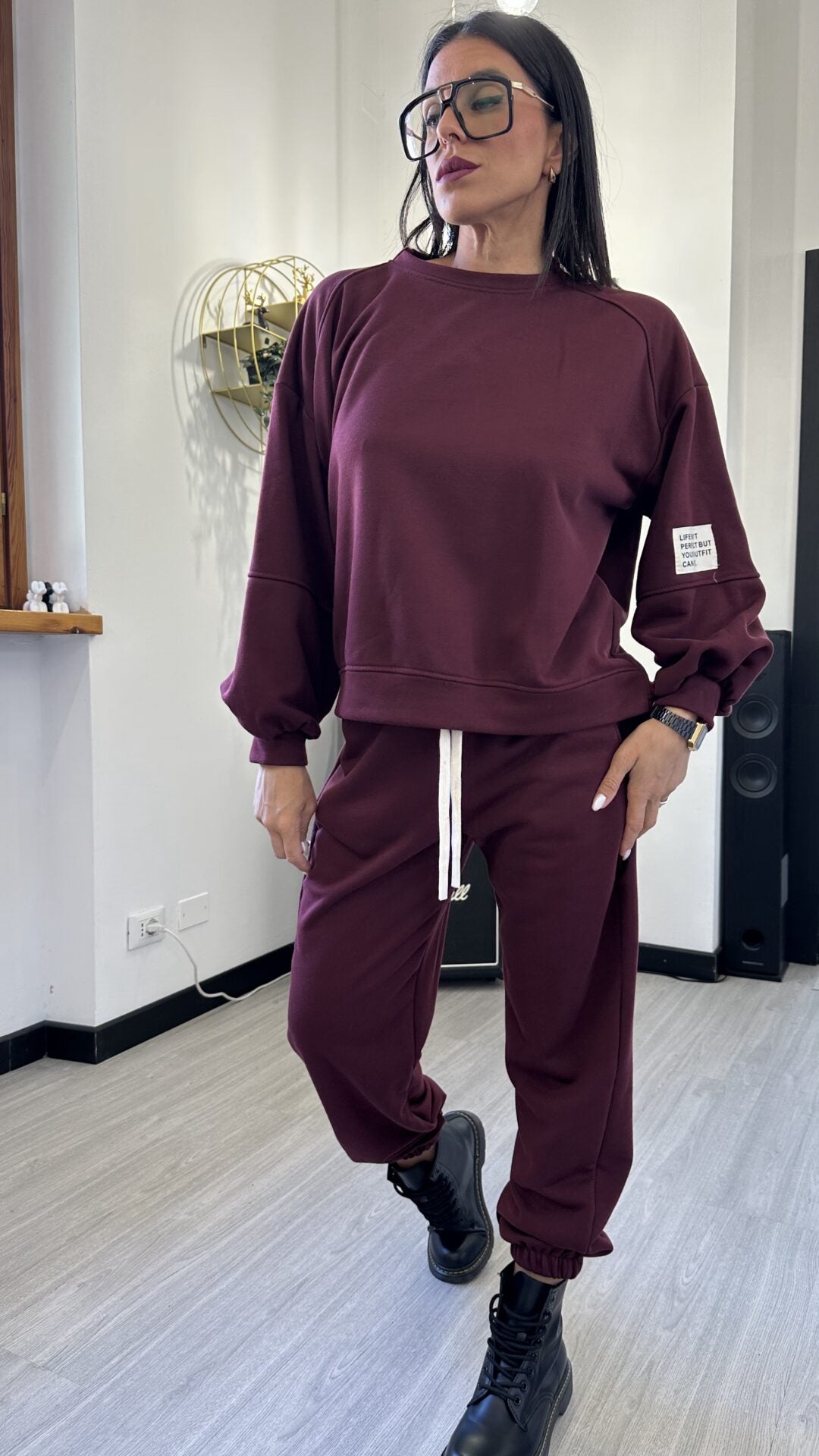 COORDINATO TUTA LIFE ISN’T PERFECT BORDEAUX