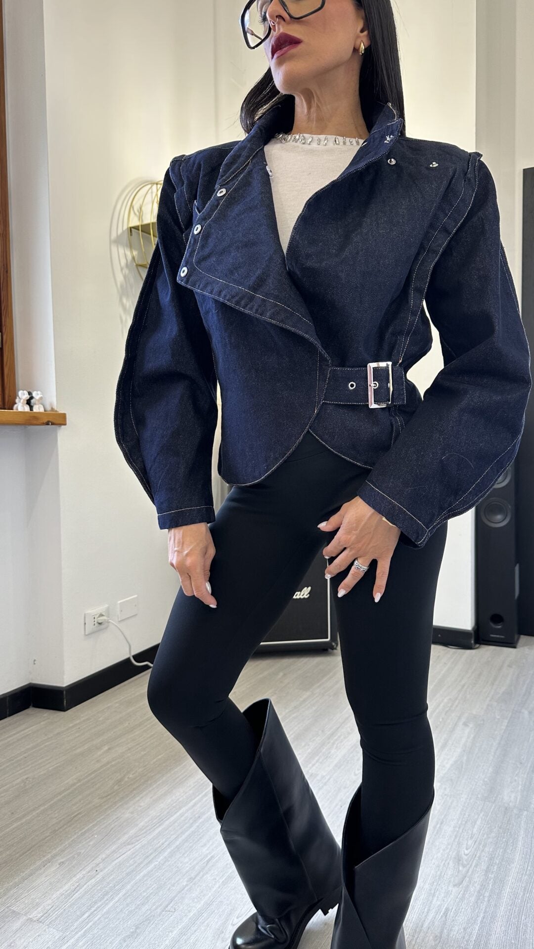 GIACCA IN JEANS BLU CON FIBBIA