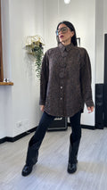 CAMICIONA DI JEANS LEOPARDATA MARRONE