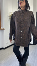 CAMICIONA DI JEANS LEOPARDATA MARRONE