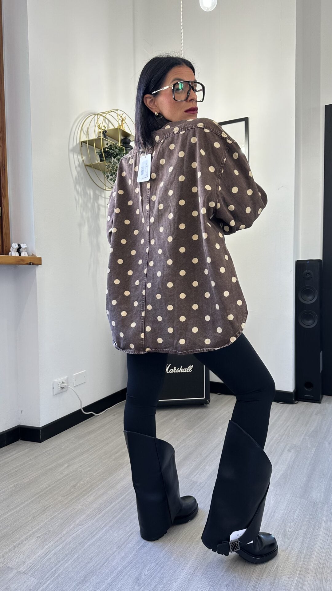 CAMICIONA DI JEANS A POIS