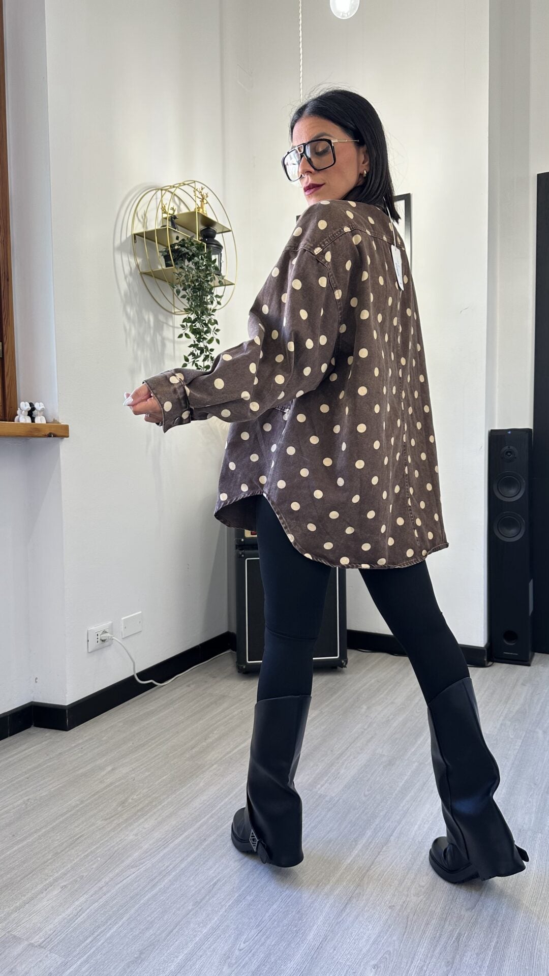 CAMICIONA DI JEANS A POIS