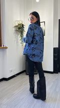 CAMICIONA DI JEANS SHINE FLOWER BLU