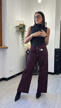 4040 JEANS A PALAZZO MACULATO BORDEAUX