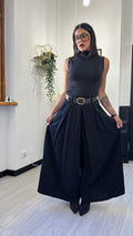 PANTALONE A PALAZZO CON CINTURA NERO