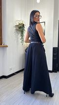 PANTALONE A PALAZZO CON CINTURA NERO