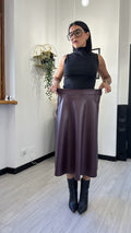 GONNA LUNGA IN ECOPELLE BORDEAUX