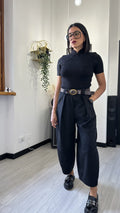 PANTALONE BALLOON SCAMOSCIATO NERO