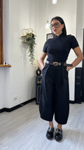 PANTALONE BALLOON SCAMOSCIATO NERO