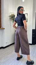 PANTALONE BALLOON SCAMOSCIATO MARRONE