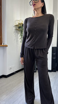 MAGLIETTA FAKEBUTTON MARRONE