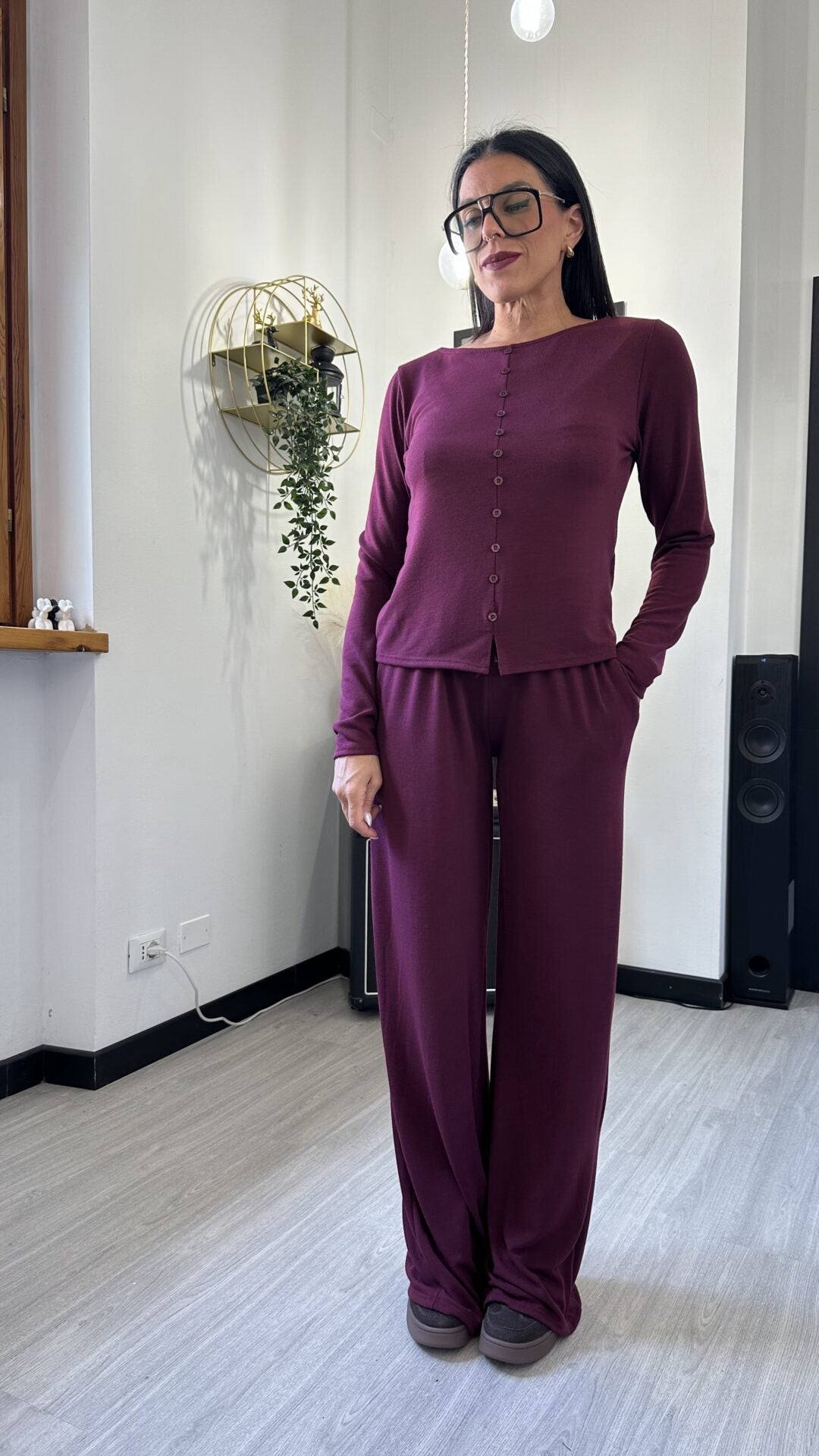 PANTALONE MORBIDO BORDEAUX