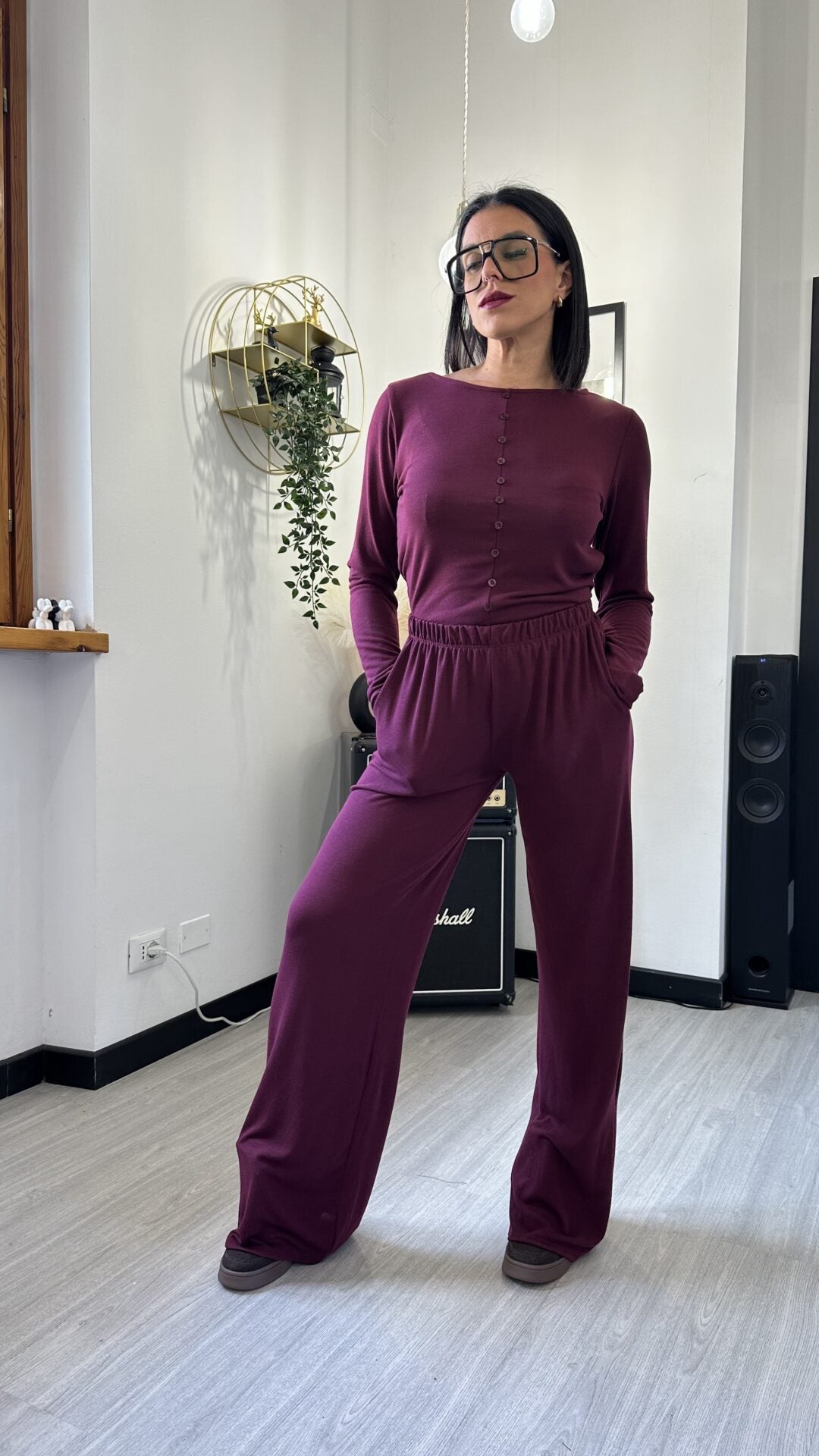 PANTALONE MORBIDO BORDEAUX