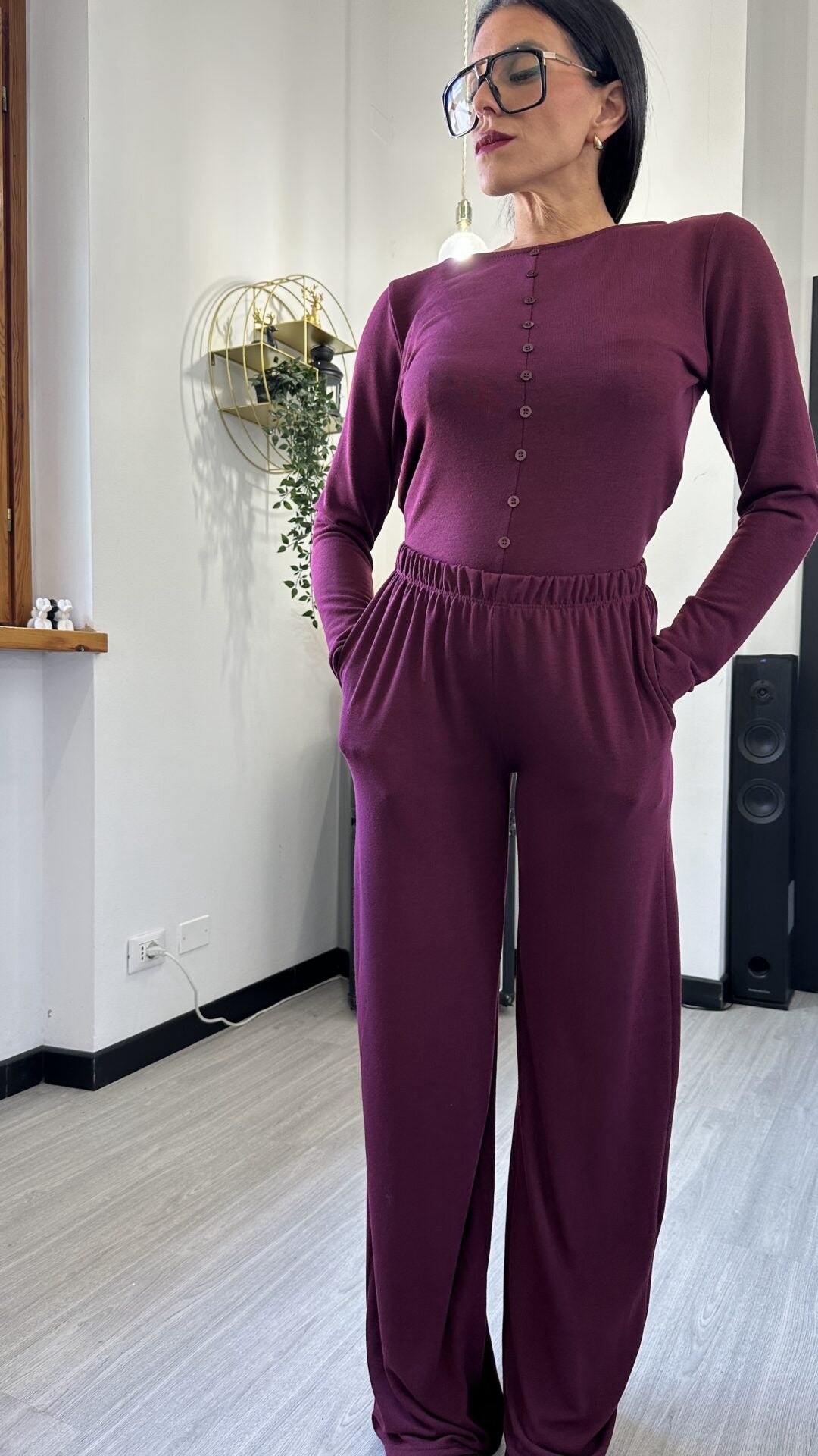 MAGLIETTA FAKEBUTTON BORDEAUX