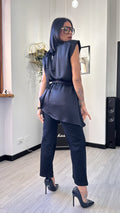 TOP ELEGANTE SIMIL RASO NERO