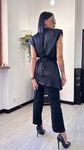 TOP ELEGANTE SIMIL RASO NERO