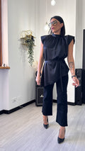 TOP ELEGANTE SIMIL RASO NERO