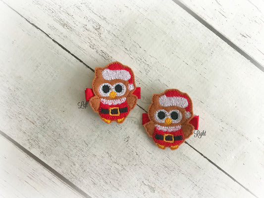 Santa Owl hair clip