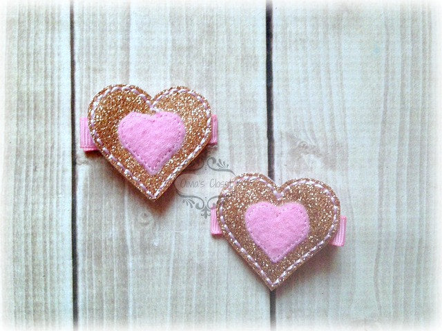 Gold & Pink Heart Hair Clip
