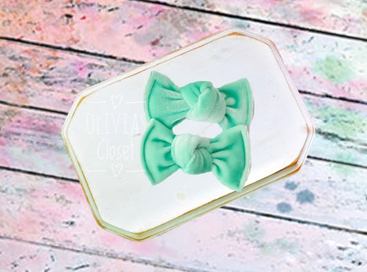 Knot Pigtails // Seafoam Velvet